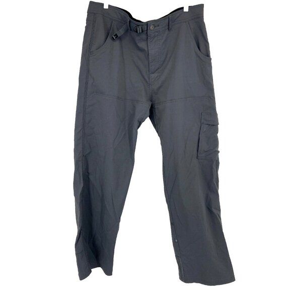 Prana Men XLx32 Zion Pant II Convertible Nylon Hiking Outdoor Gray Belt Stretch